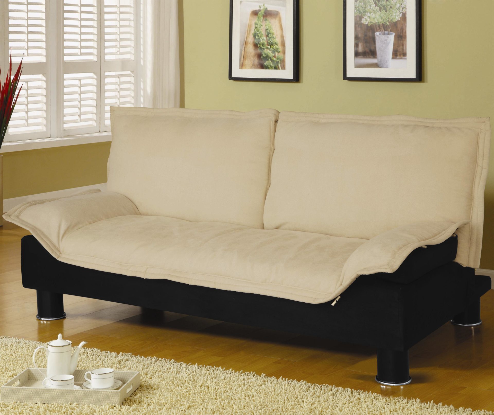 Convertible Sofa Bed With Removable Washable Cover Biege